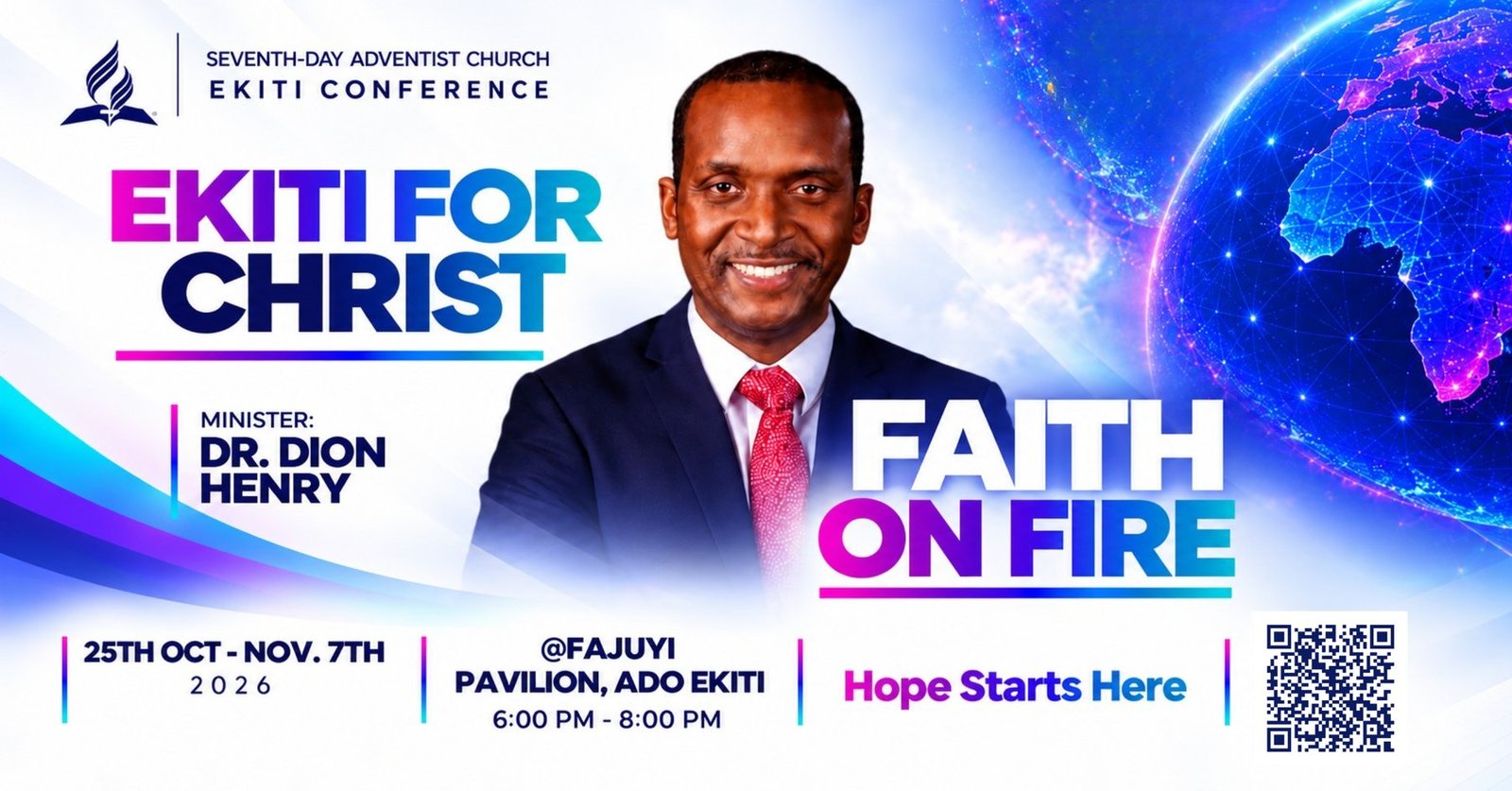Ekiti for Christ 2026: Faith on Fire with Dr. Dion Henry, 25 October to 7 November 2026, 6:00 to 8:00 PM, Fajuyi Pavilion, Ado-Ekiti