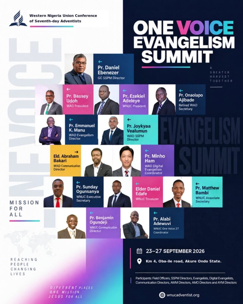 OneVoice Evangelism Summit flyer: 23 to 27 September 2026, Km 4, Oba-Ile Road, Akure, Ondo State, with featured speakers