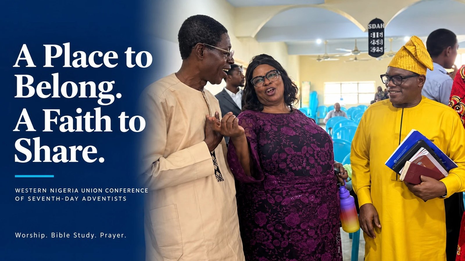 Church members greeting one another: a place to belong, a faith to share